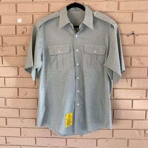 Mens 17 Shirt Light Green DSCP Garrison Collection AG-415 Short Sleeve Button Up